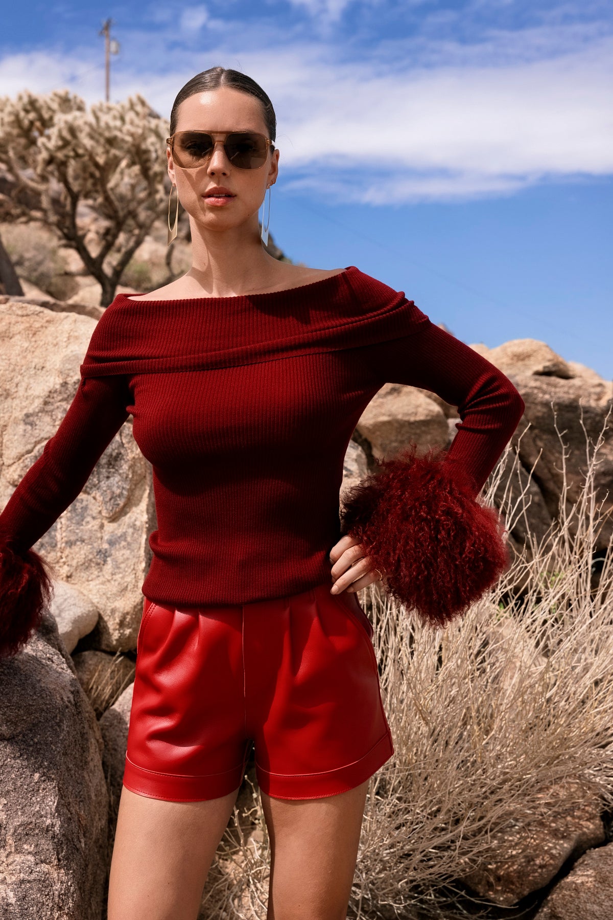 Sierra Leather Shorts in Red