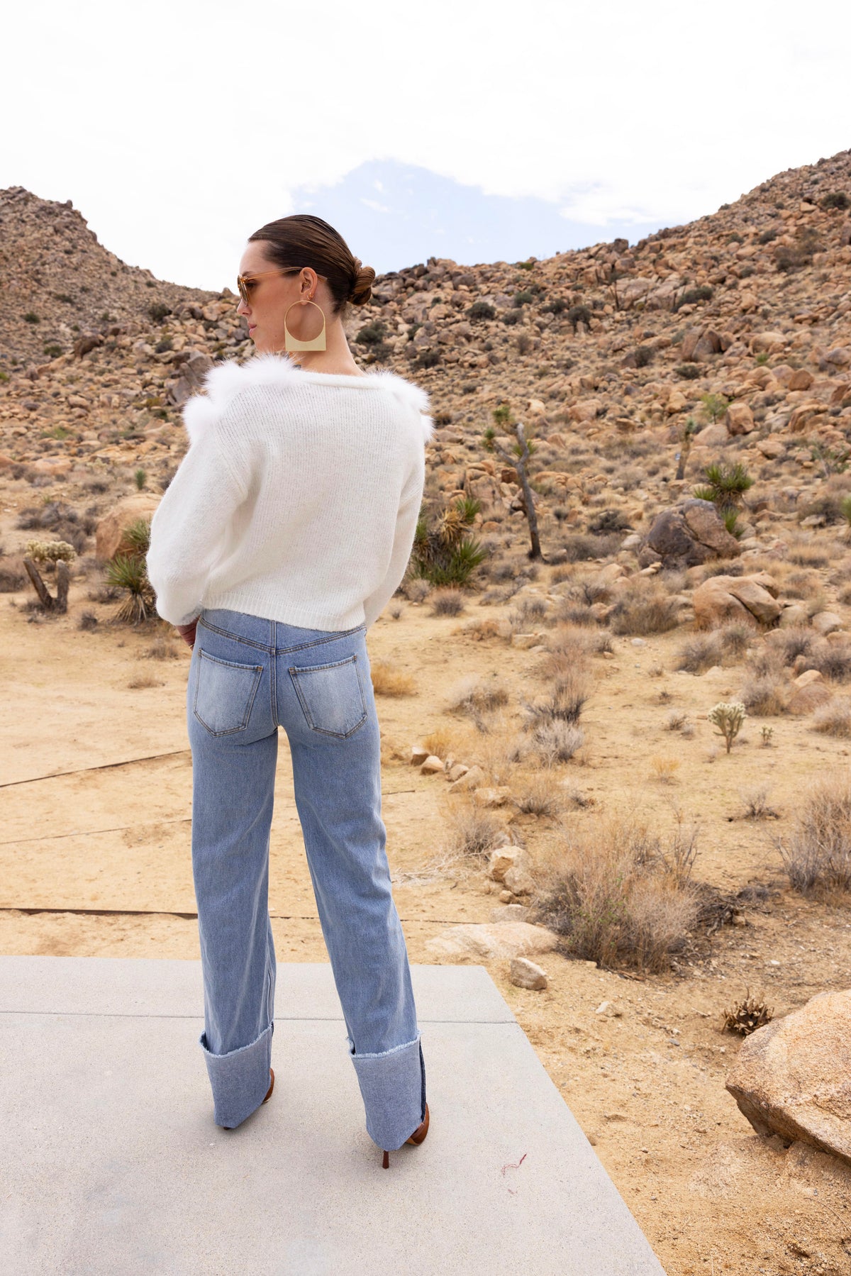 By The Fireside Fur Cardigan in White