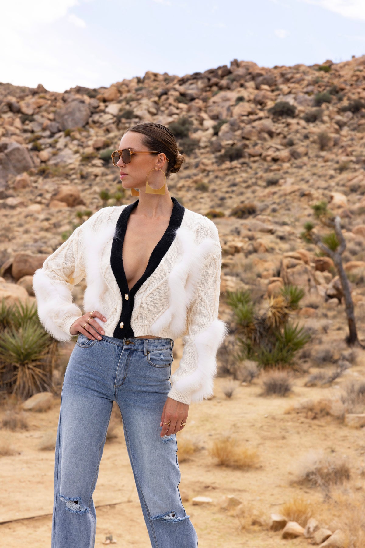 Sentiments Fur Cardigan in White