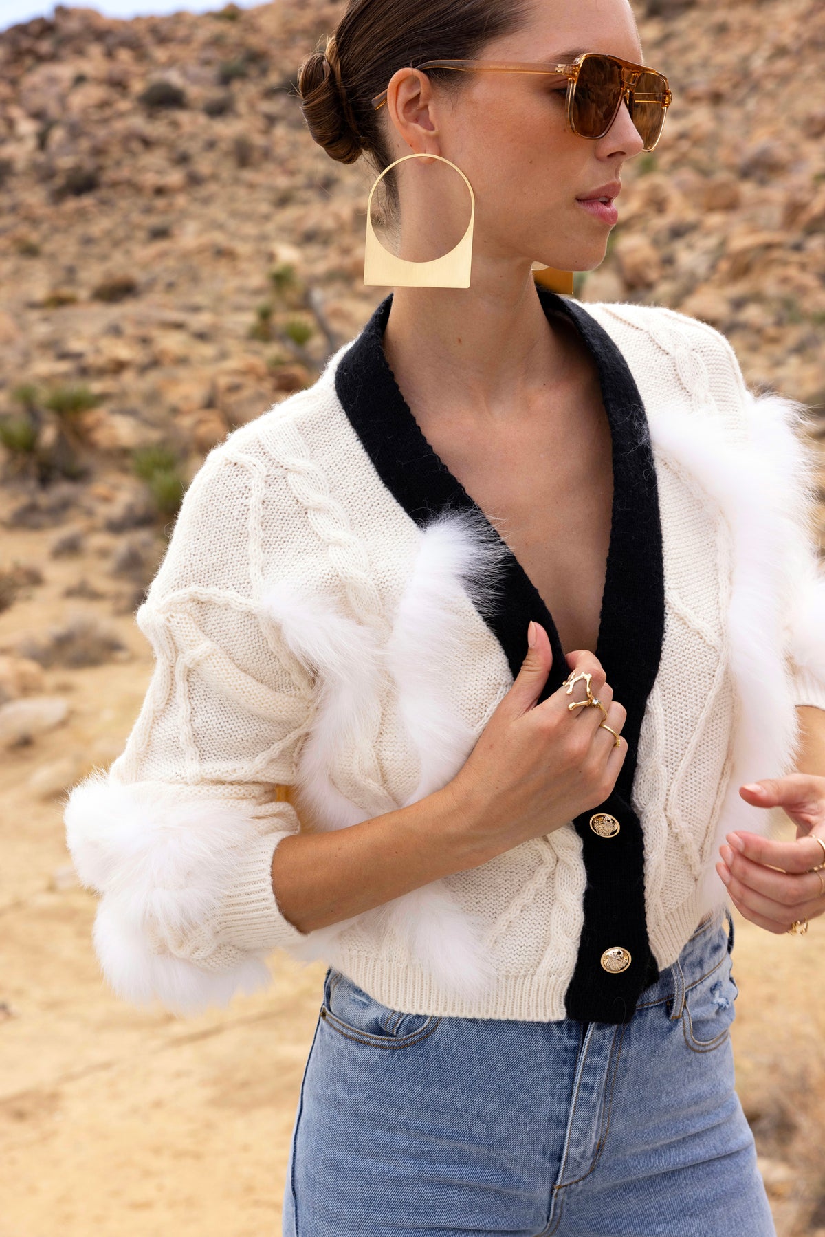 Sentiments Fur Cardigan in White