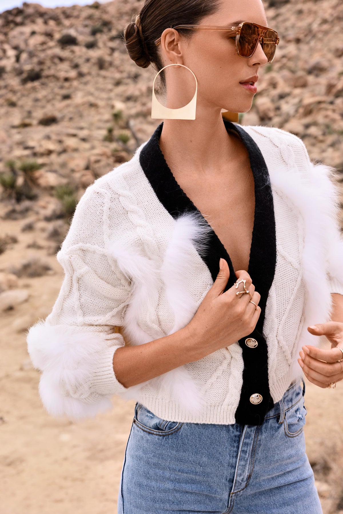 Sentiments Fur Cardigan in White