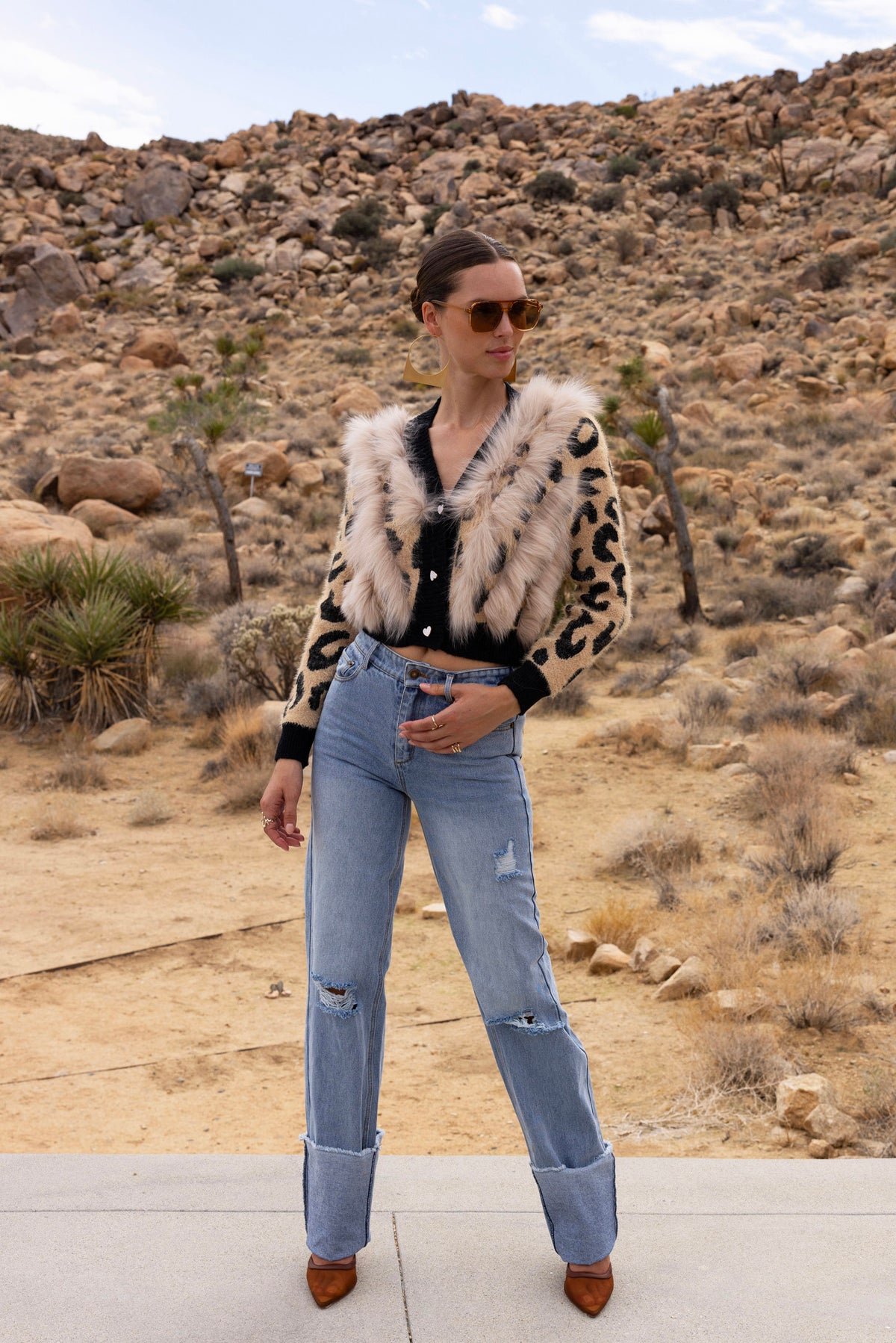 Animal Instincts Fur Cardigan in Leopard