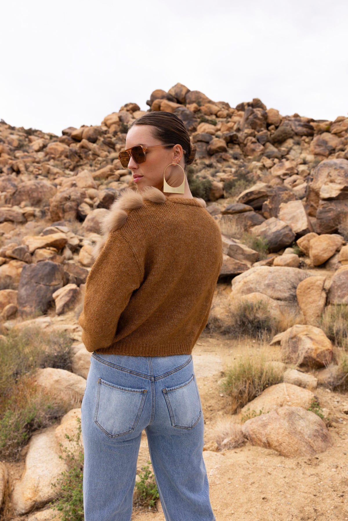 By The Fireside Fur Cardigan in Brown