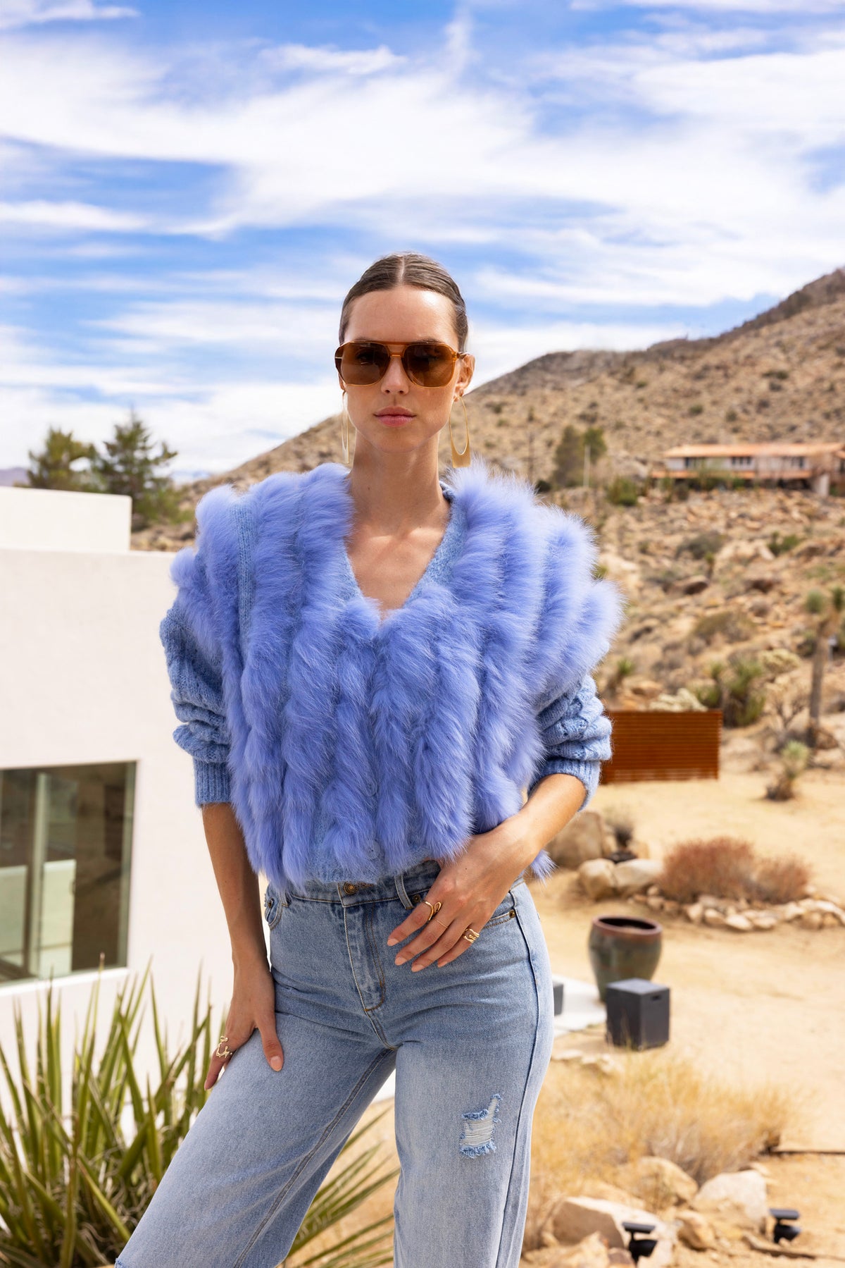 The Ever After Fur Cardigan in Violet