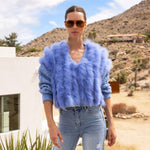 The Ever After Fur Cardigan in Violet