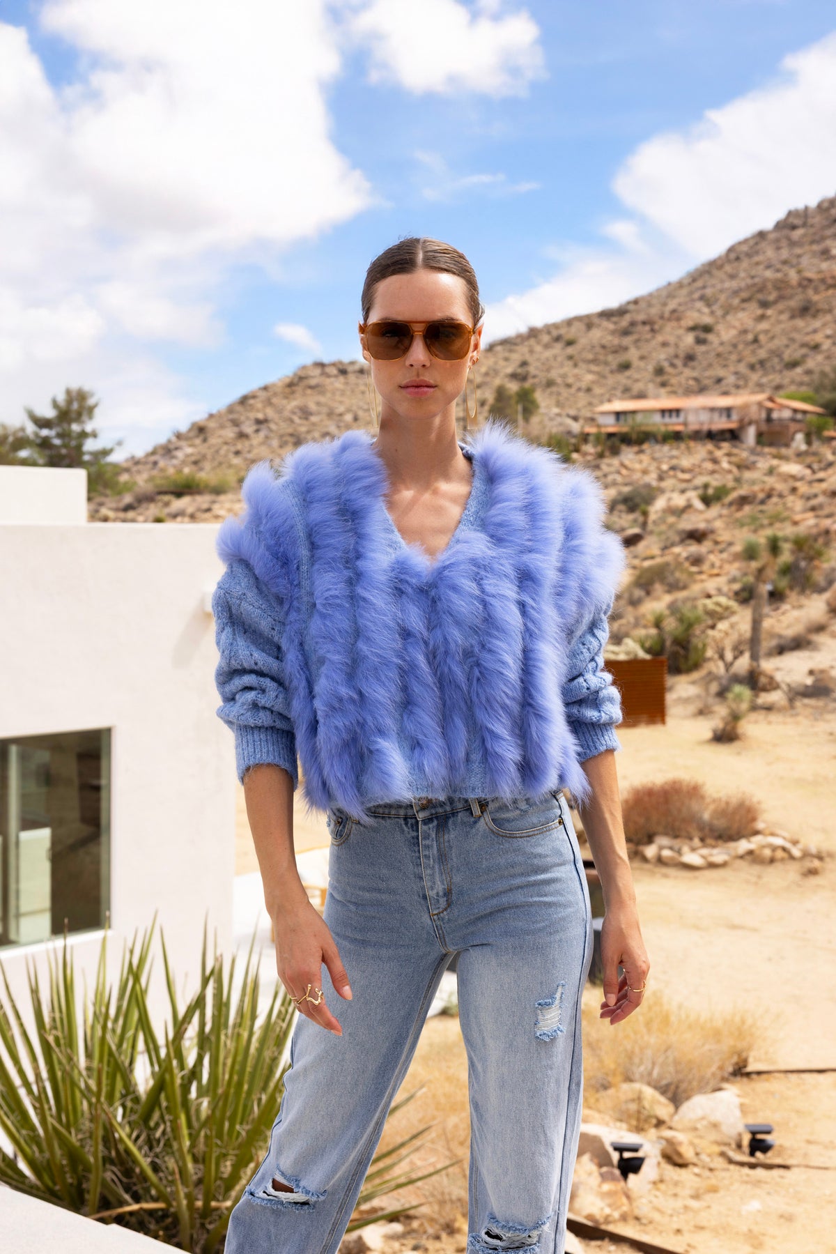 The Ever After Fur Cardigan in Violet