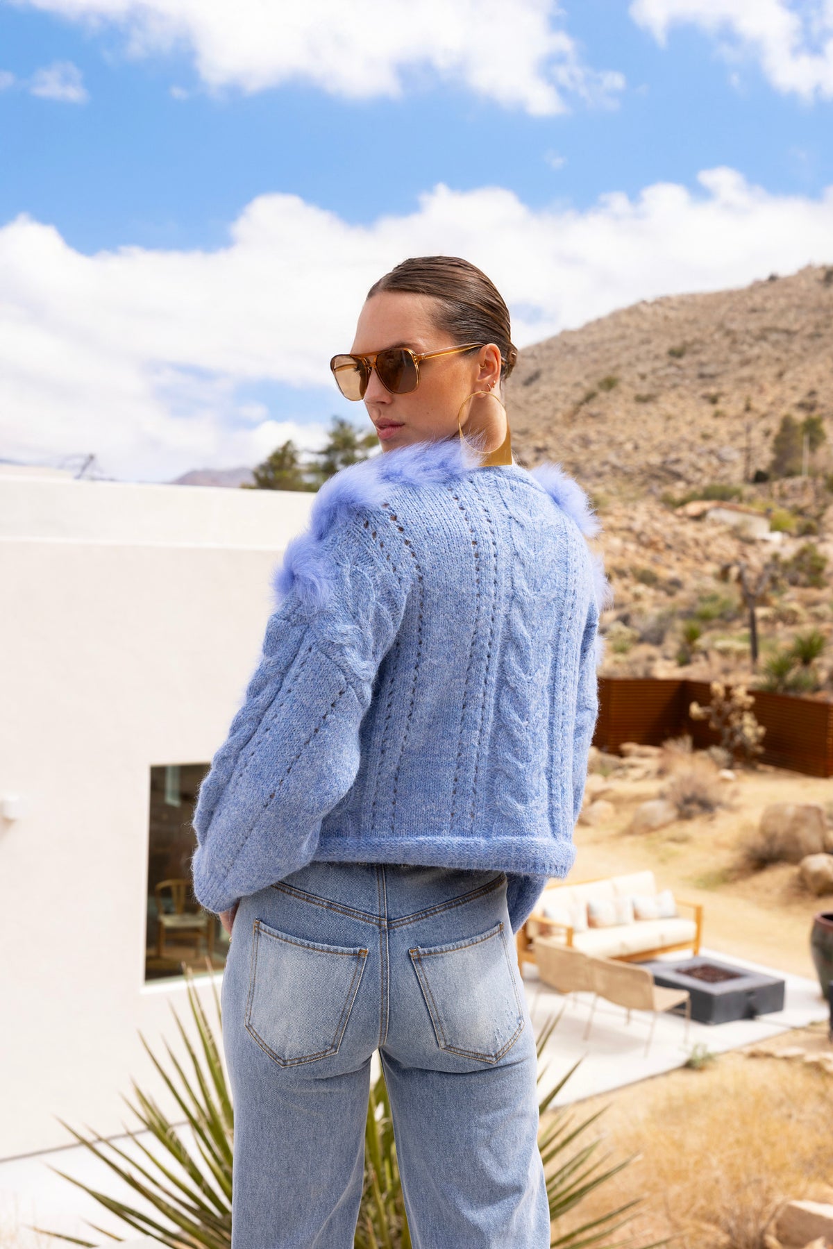 The Ever After Fur Cardigan in Violet