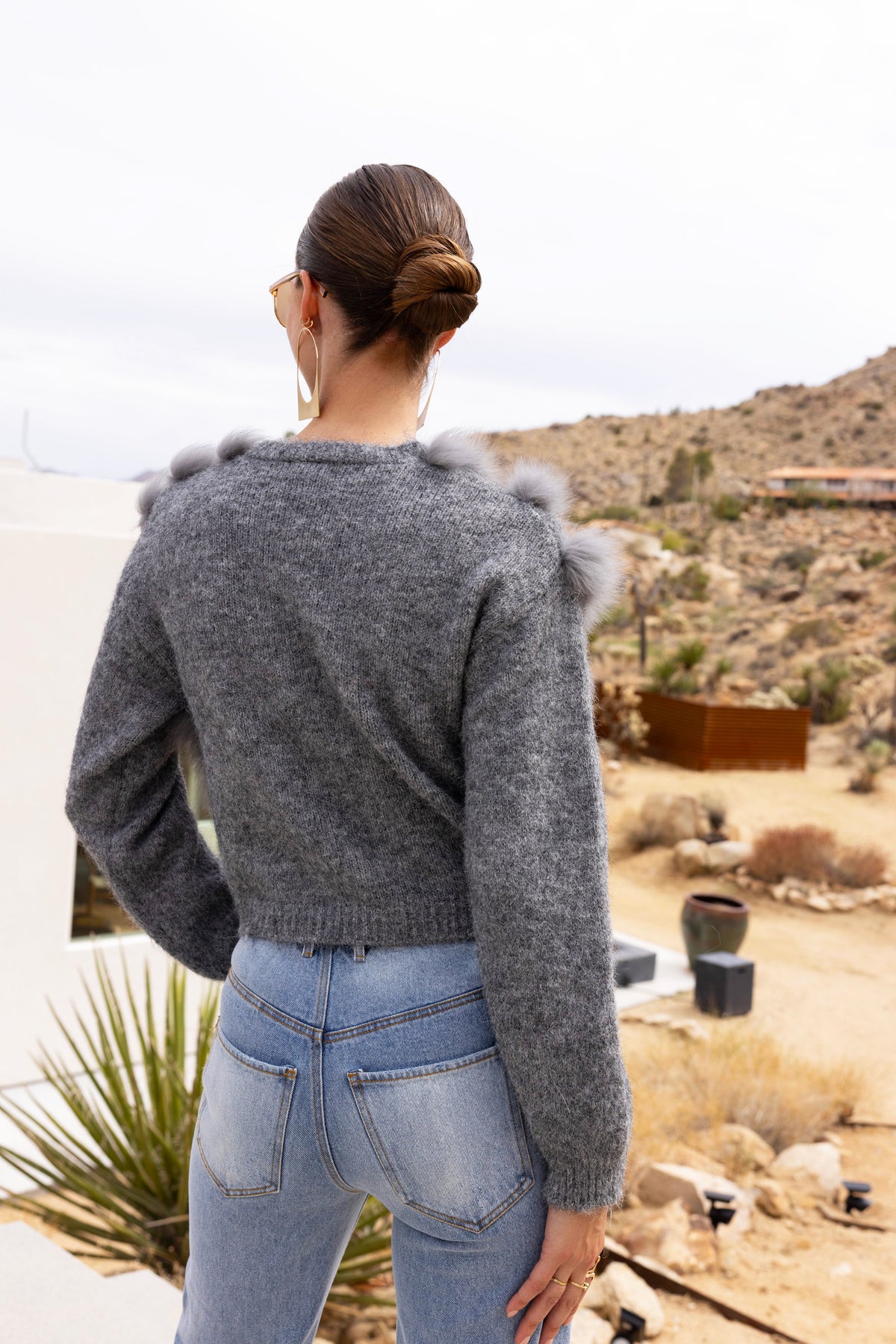 By The Fireside Fur Cardigan in Gray