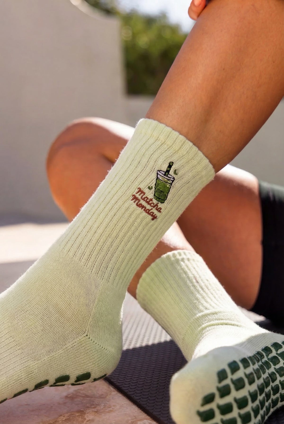 Matcha Monday Pilates Barre Grip Socks in Green