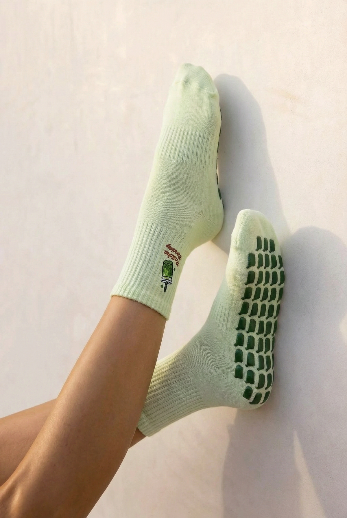 Matcha Monday Pilates Barre Grip Socks in Green