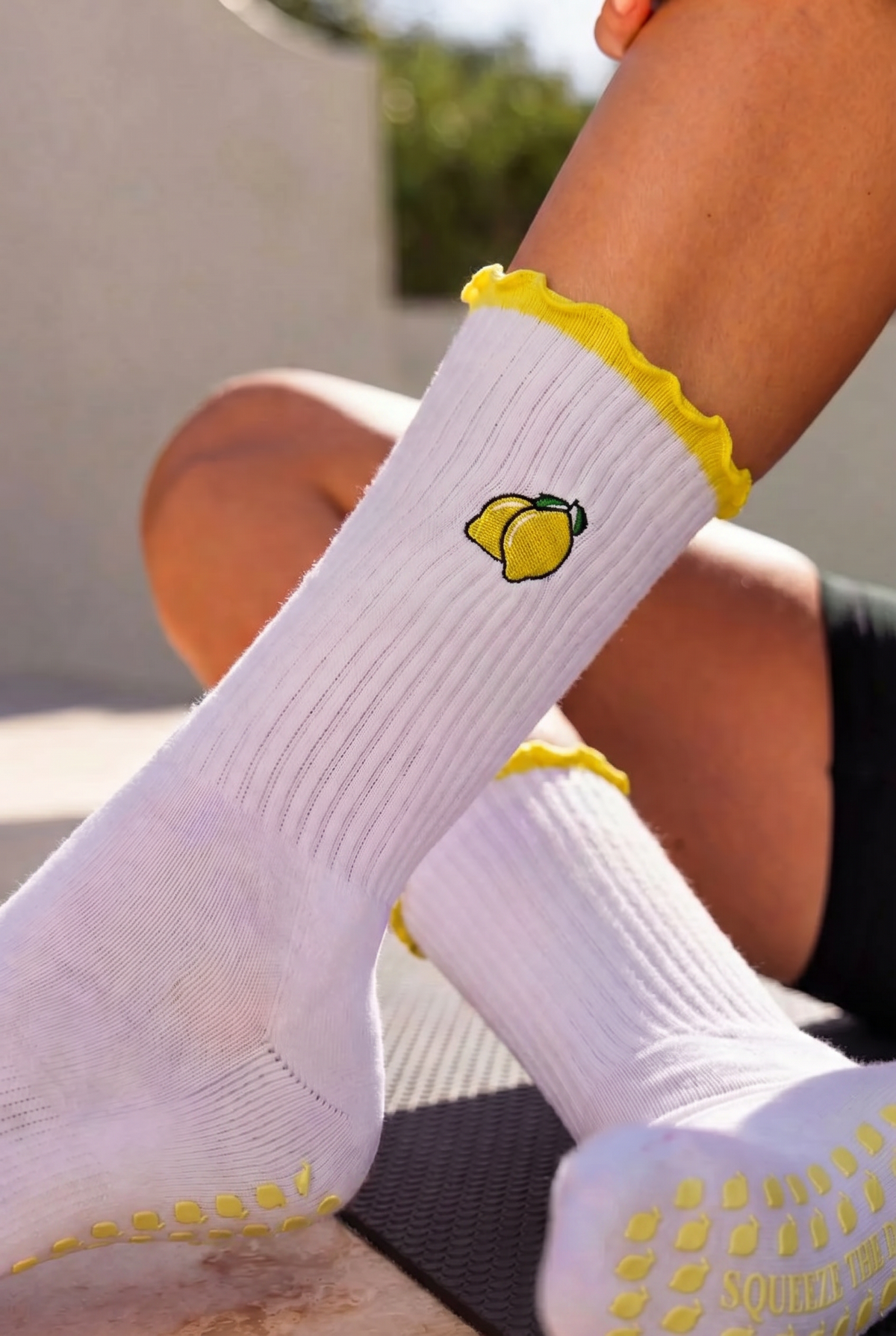 Squeeze the Day Lemon Pilates Barre Grip Socks