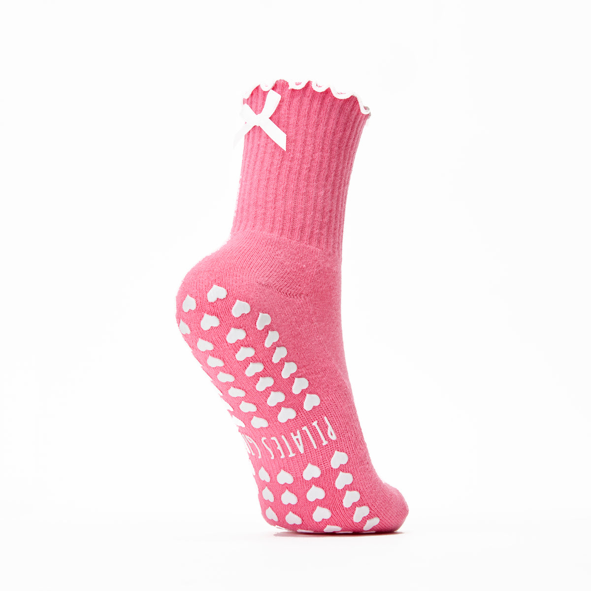 Pilates Girl Bow Grip Socks in Pink