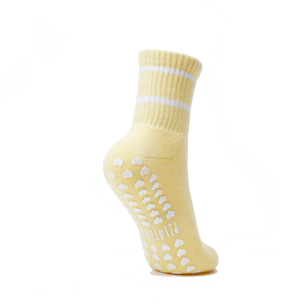 Serving Core Pilates Grip Crew Socks in Pale Yellow