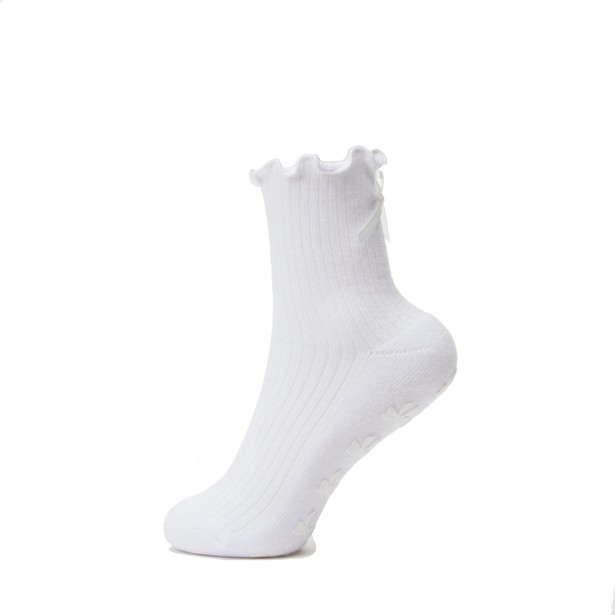 Big Bow Grip Socks in White
