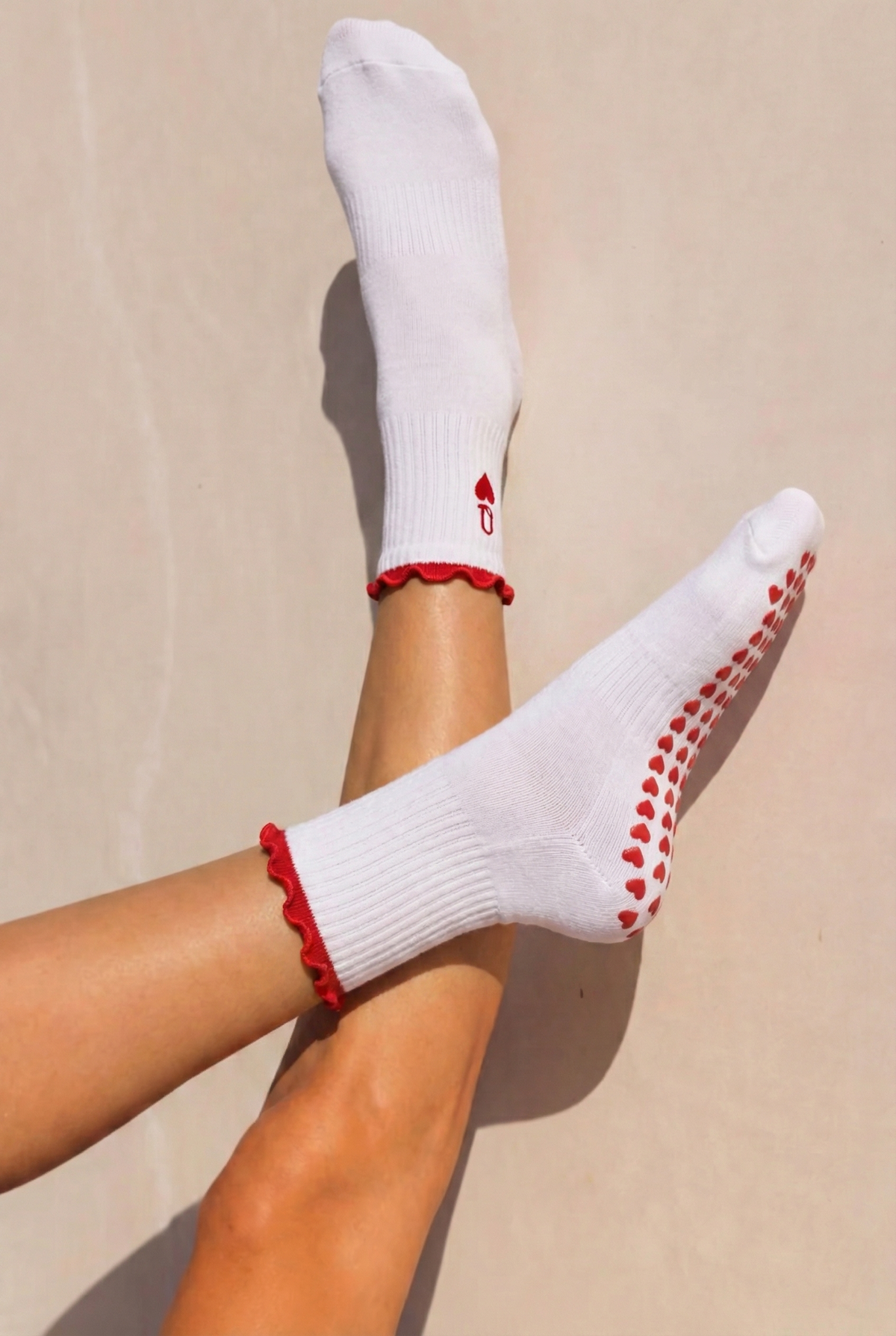 Queen of Hearts Pilates Barre Crew Grip Socks