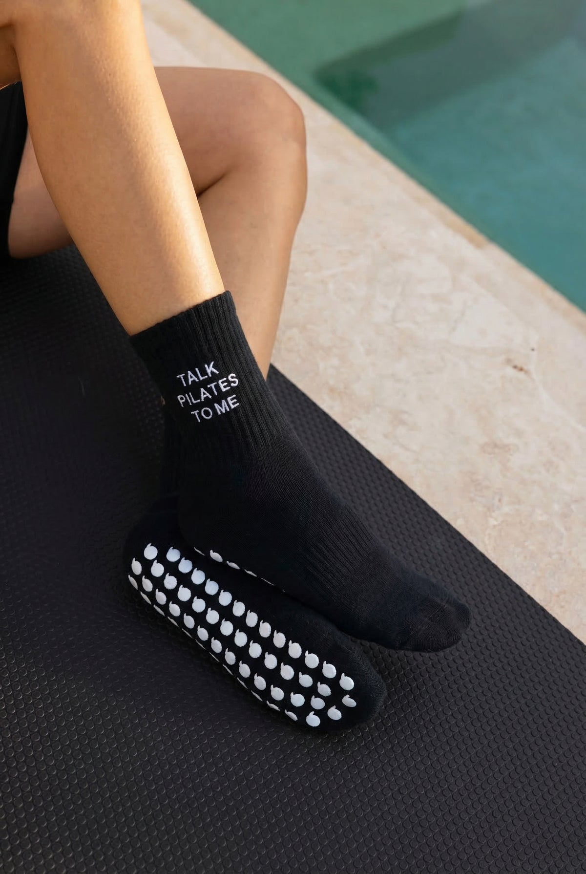 Talk Pilates To Me Grip Socks in Black