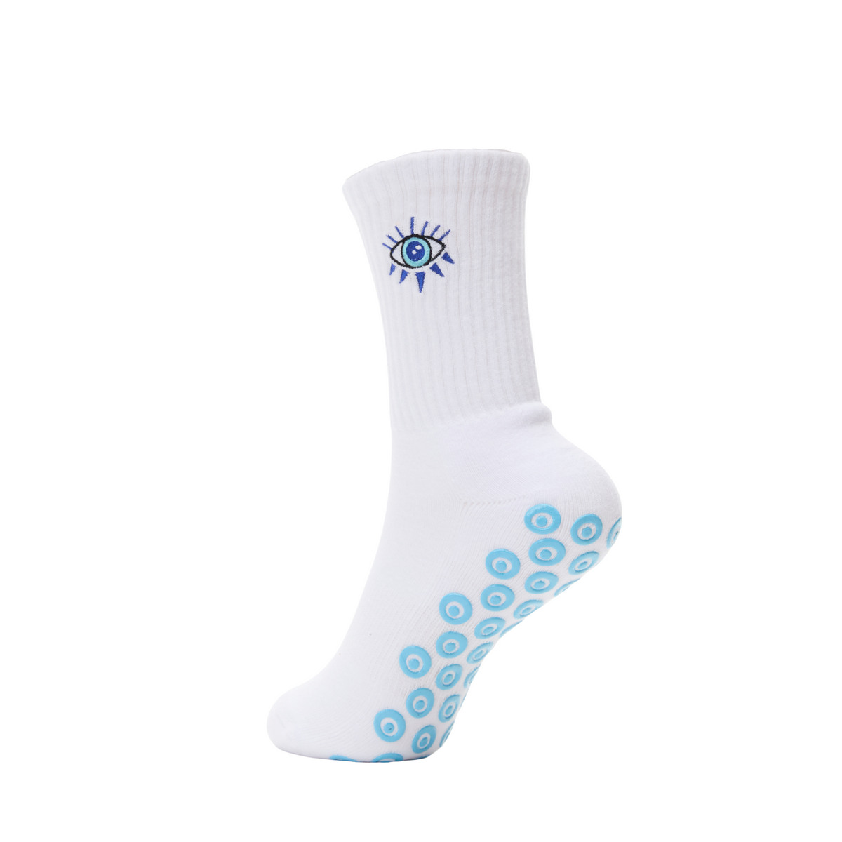 Evil Eye Grip Socks in Blue