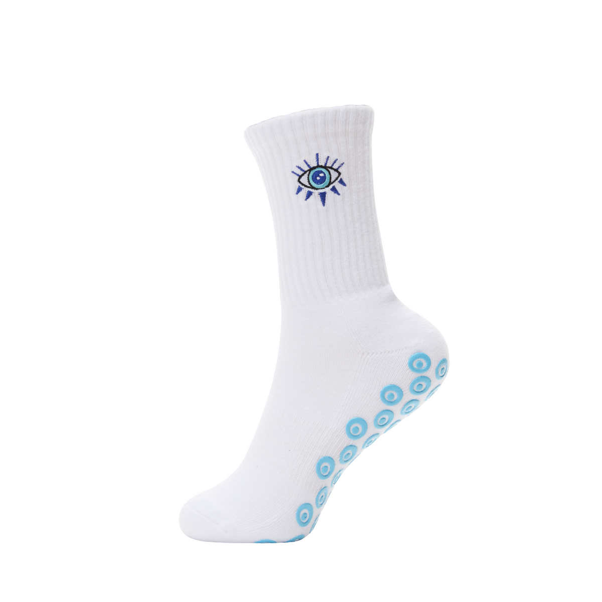 Evil Eye Grip Socks in Blue