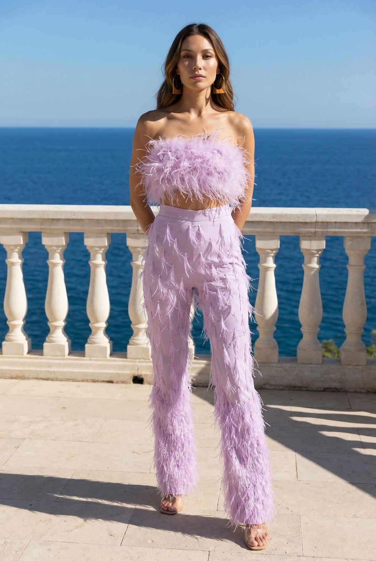 Wild Love Feather Pant in Lilac