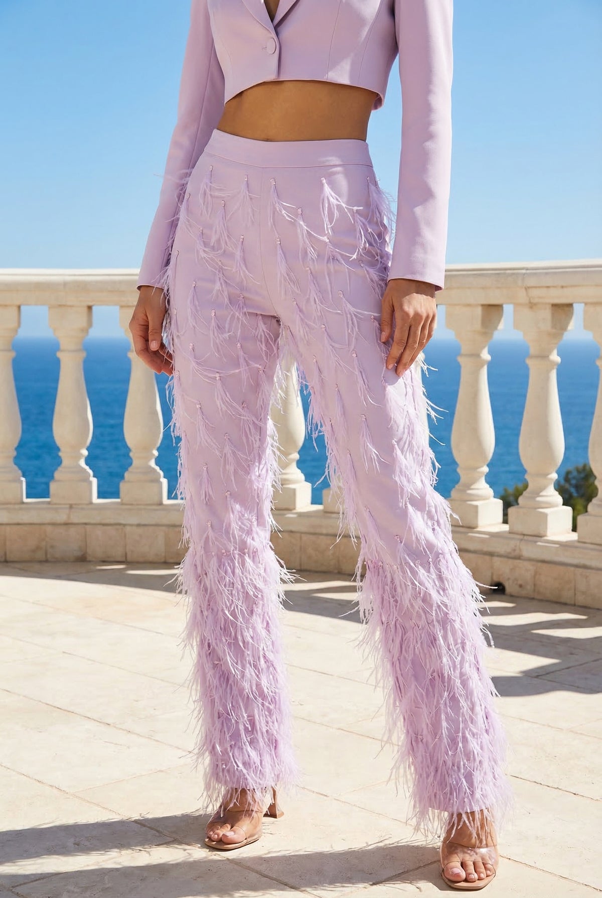 Wild Love Feather Pant in Lilac