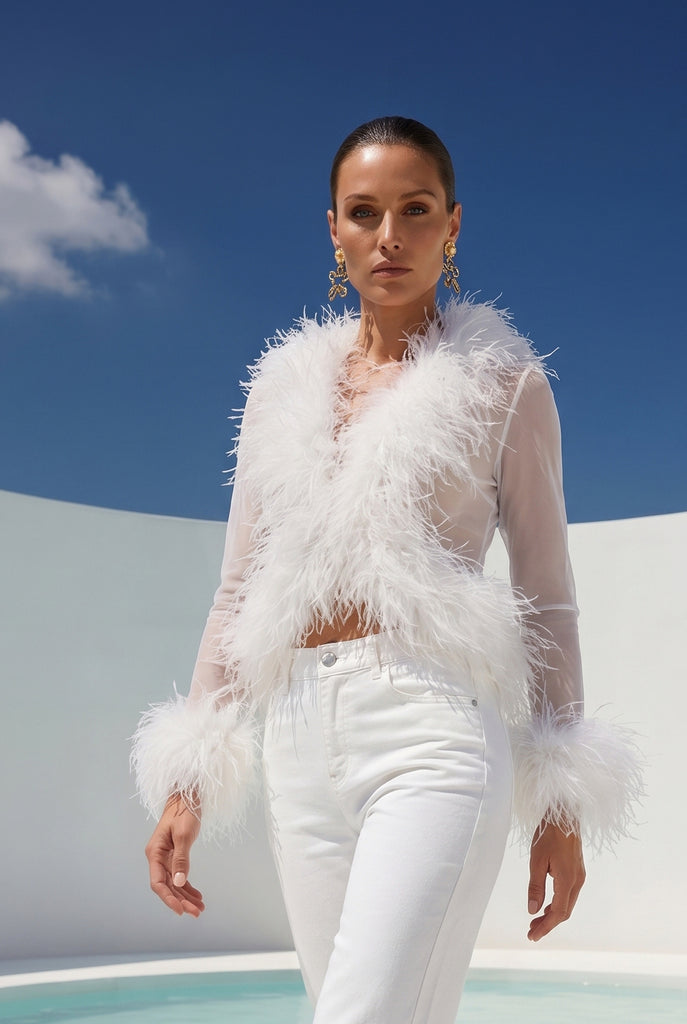 Do Over Sheer Ostrich Feather Jacket