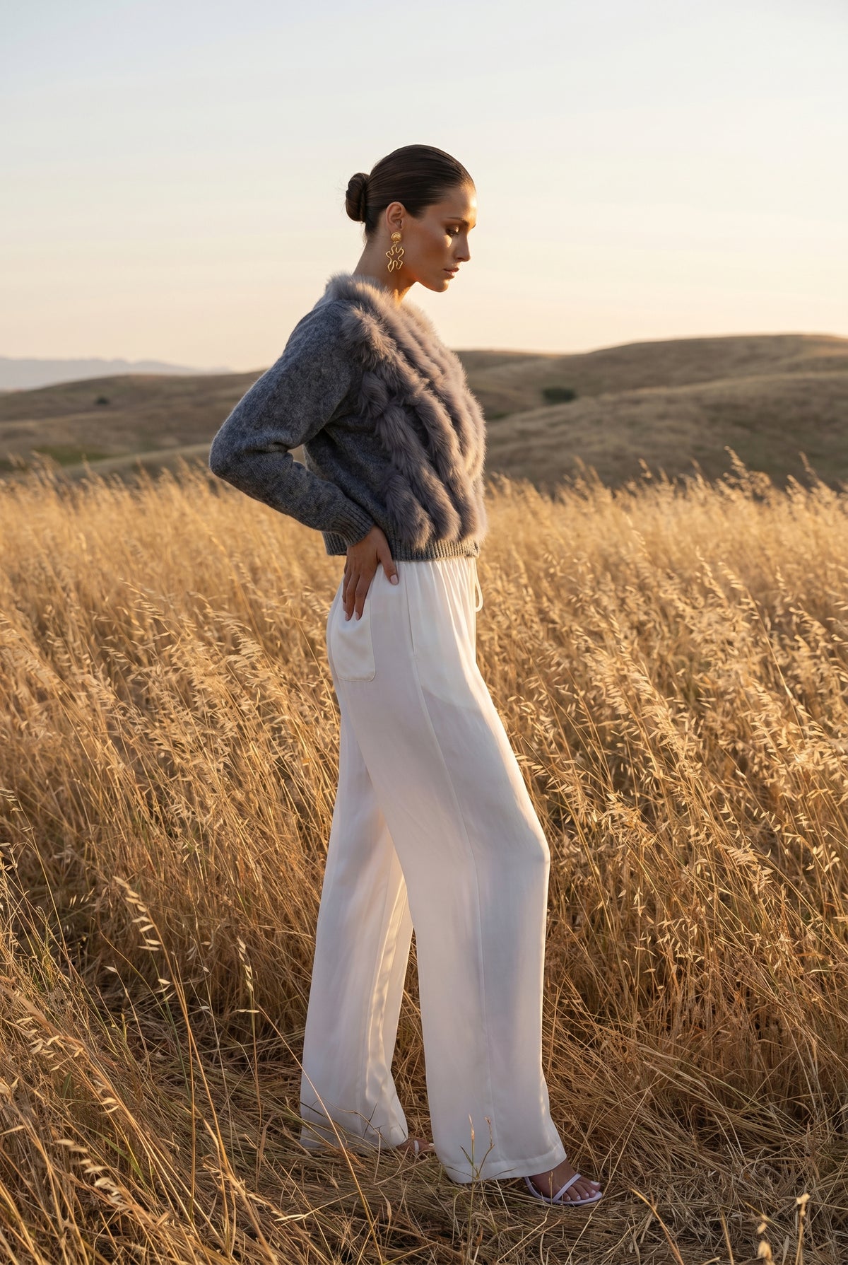 By The Fireside Fur Cardigan in Gray