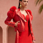 Lilac Street Leather Jacket in Red