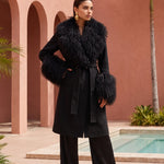Charlotte Mongolian Wool Coat in Black