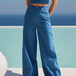 Malia Wide Leg Denim Jeans in Blue