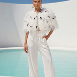 The Obsession Feather Cape in White/Black