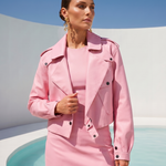 First Love Leather Jacket in Baby Pink