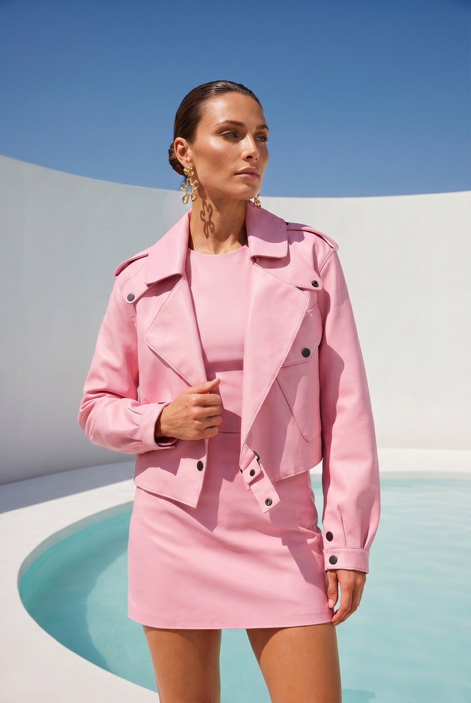 First Love Leather Jacket Pink