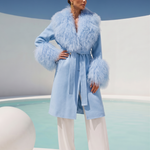 Charlotte Mongolian Wool Coat in Baby Blue