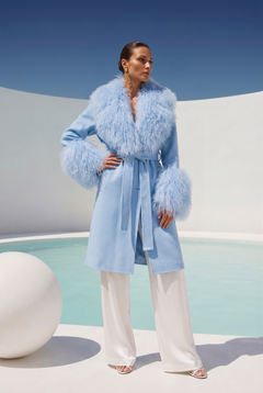 Charlotte Mongolian Wool Coat in Baby Blue - Lisa Maree