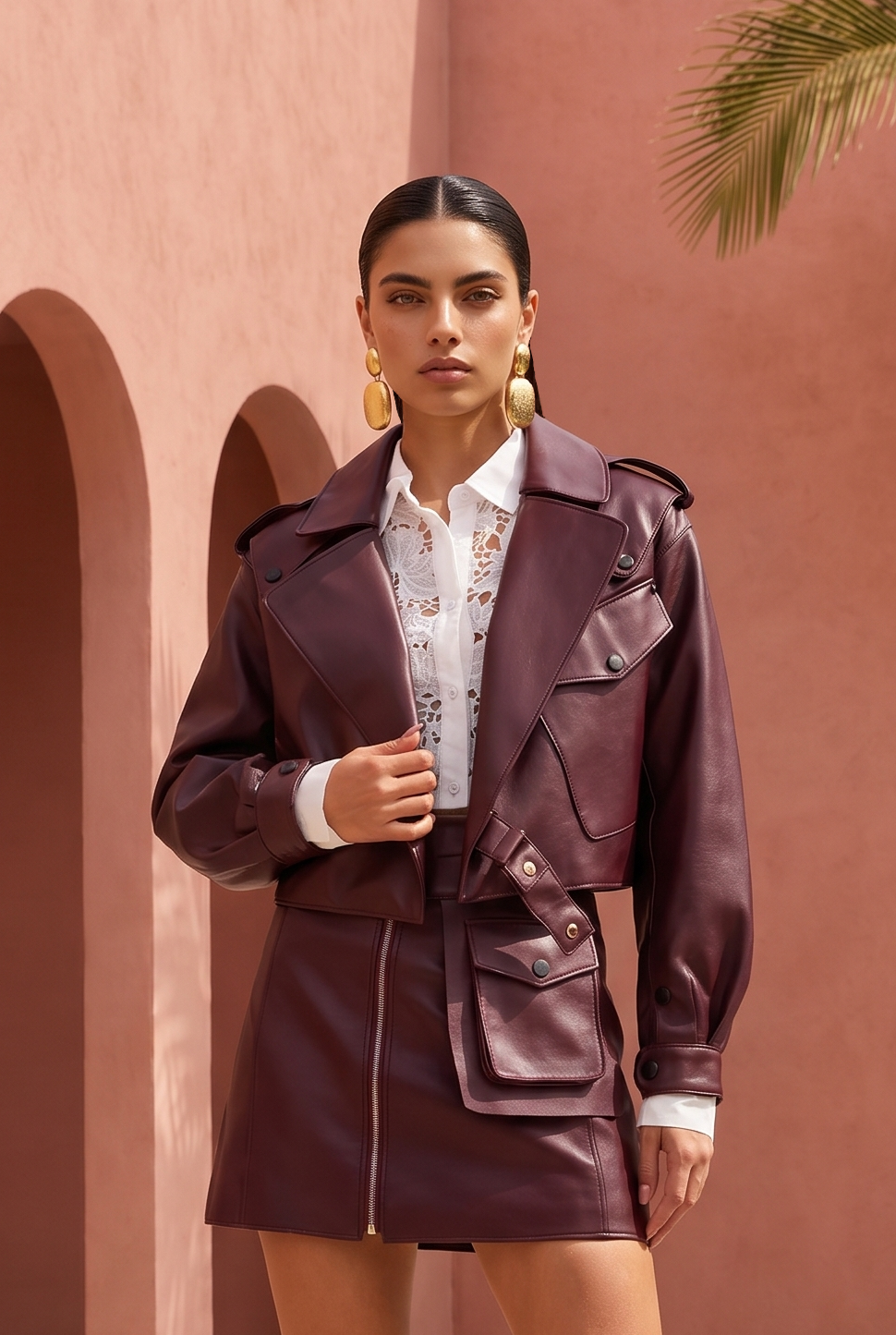 First Love Leather Jacket in Burgundy