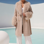 Charlotte Mongolian Wool Coat in Beige