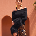 The Sundowner Mongolian Wool Off The Shoulder Top in Black