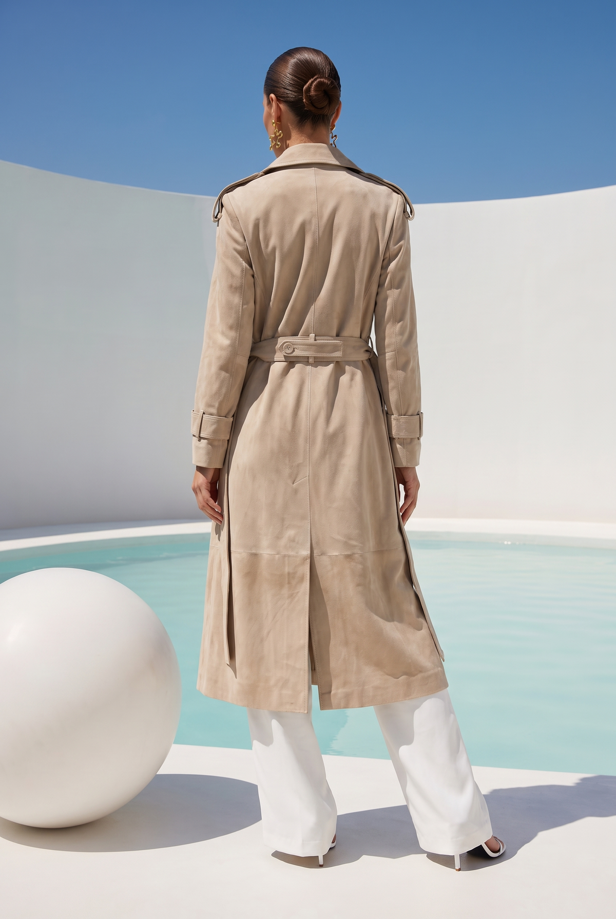 In Motion Suede Coat in Beige