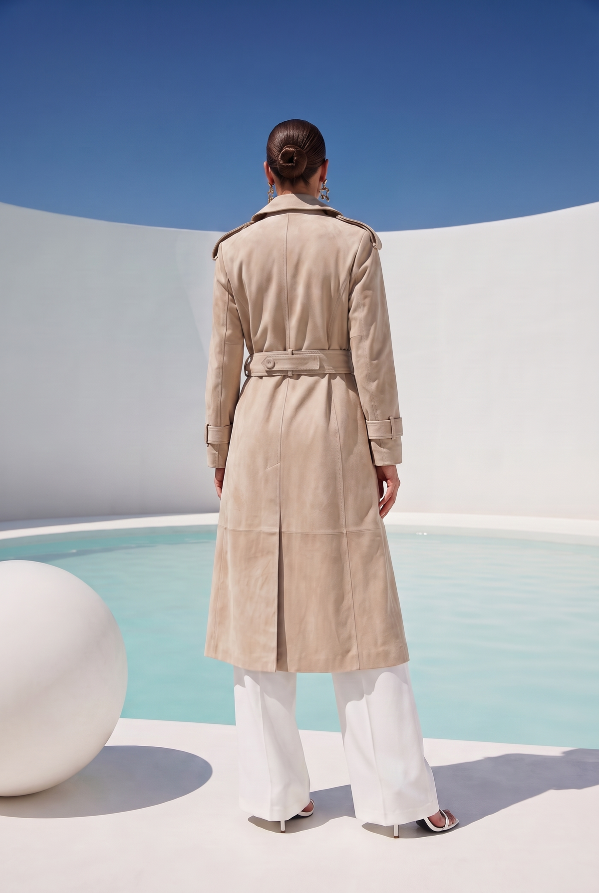 In Motion Suede Coat in Beige