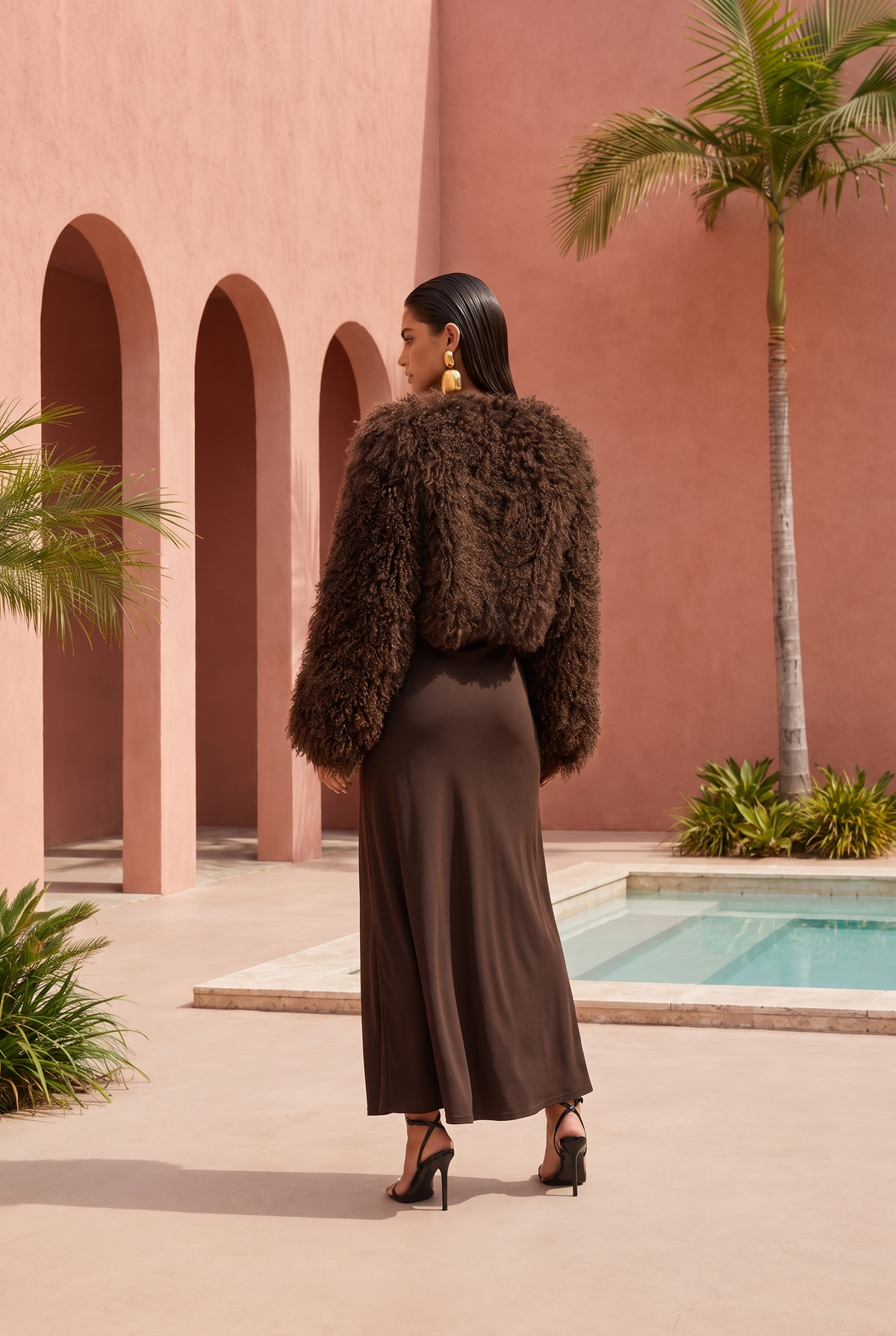 Harmony Mongolian Wool Jacket in Brown