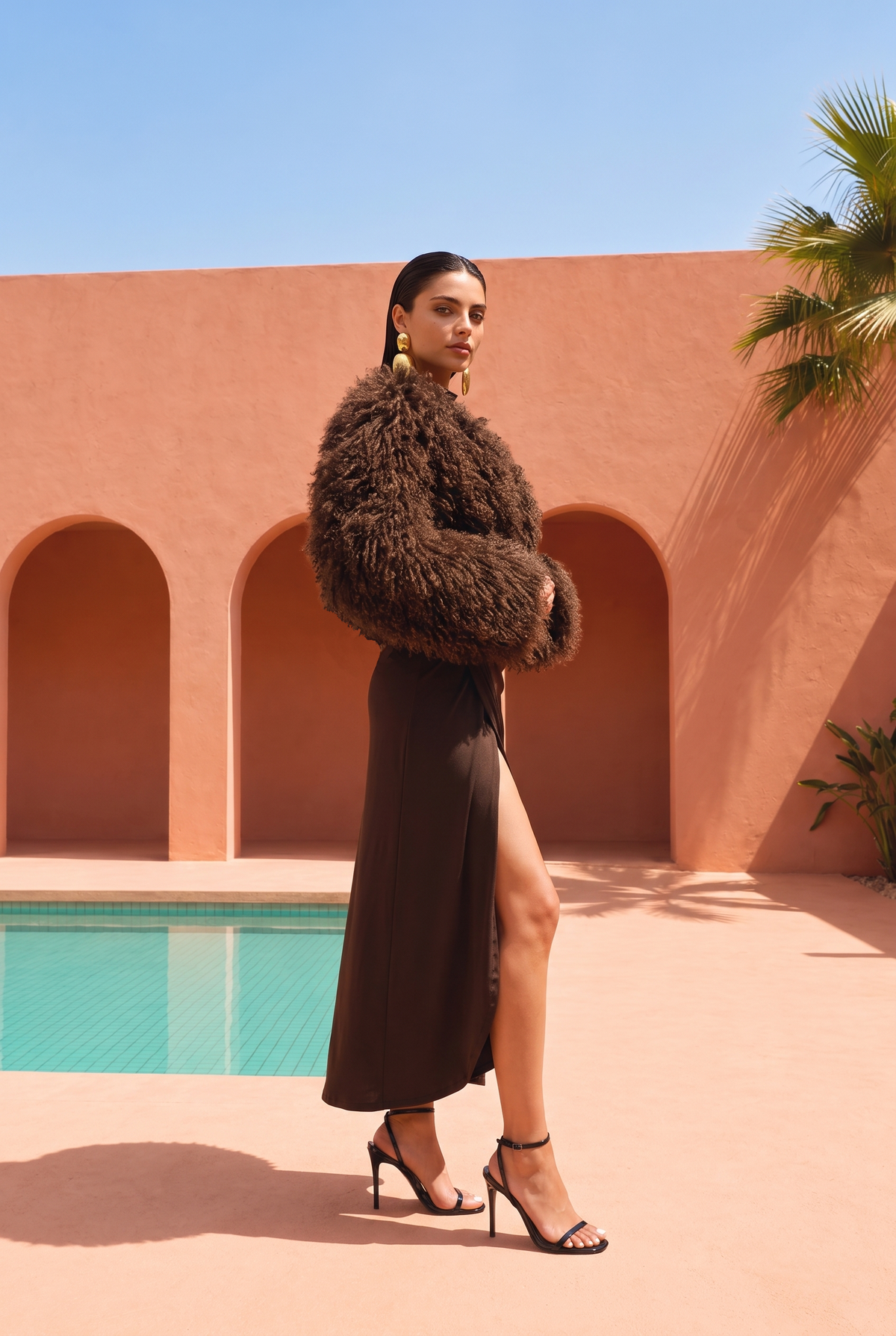 Harmony Mongolian Wool Jacket in Brown