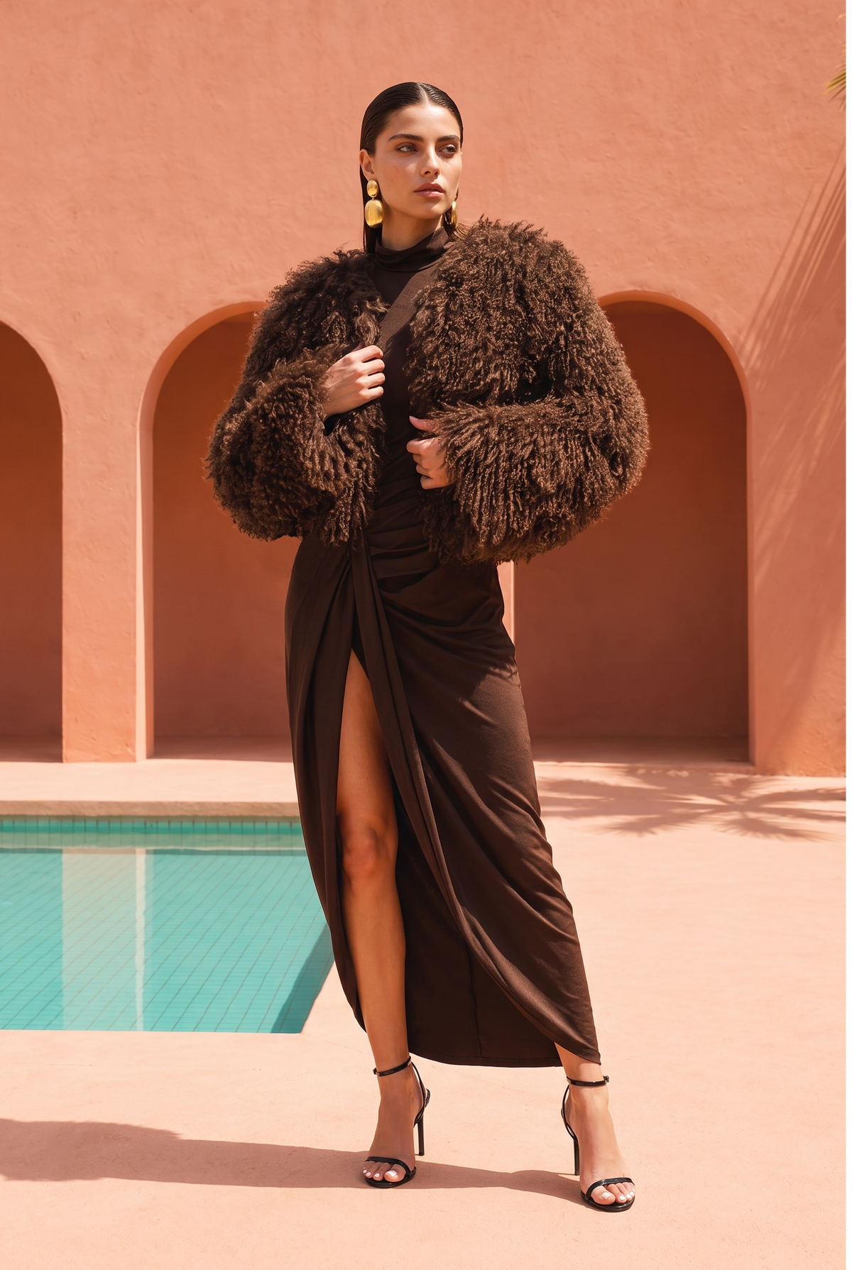 Harmony Mongolian Wool Jacket in Brown