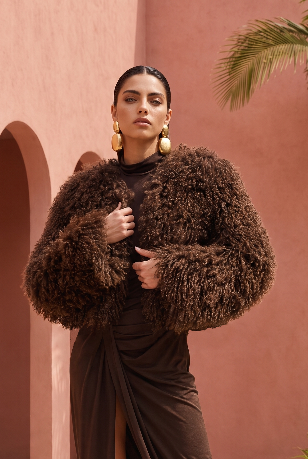 Harmony Mongolian Wool Jacket in Brown