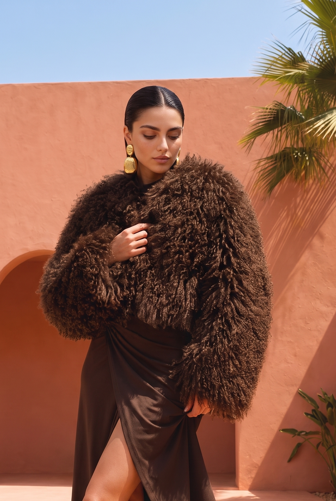 Harmony Mongolian Wool Jacket in Brown