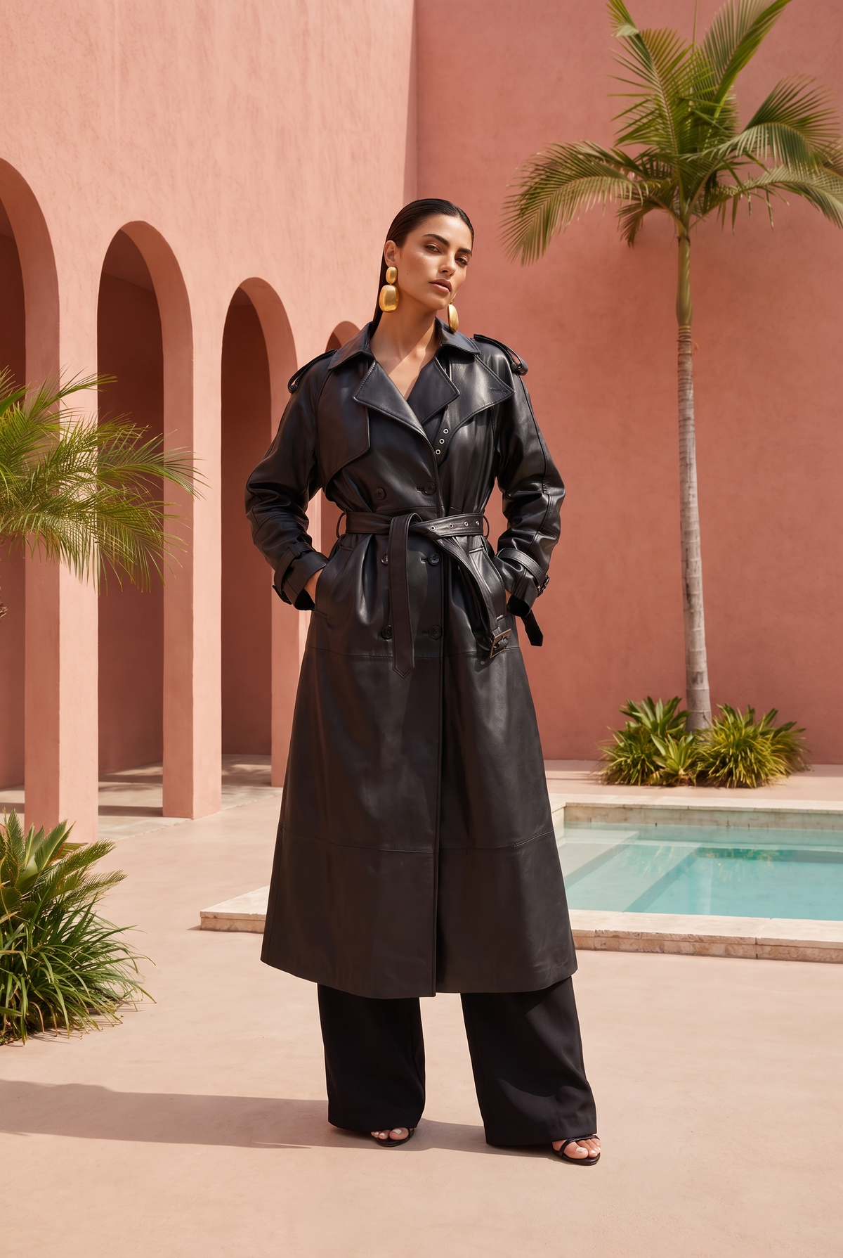 Phoenix Leather Coat in Black