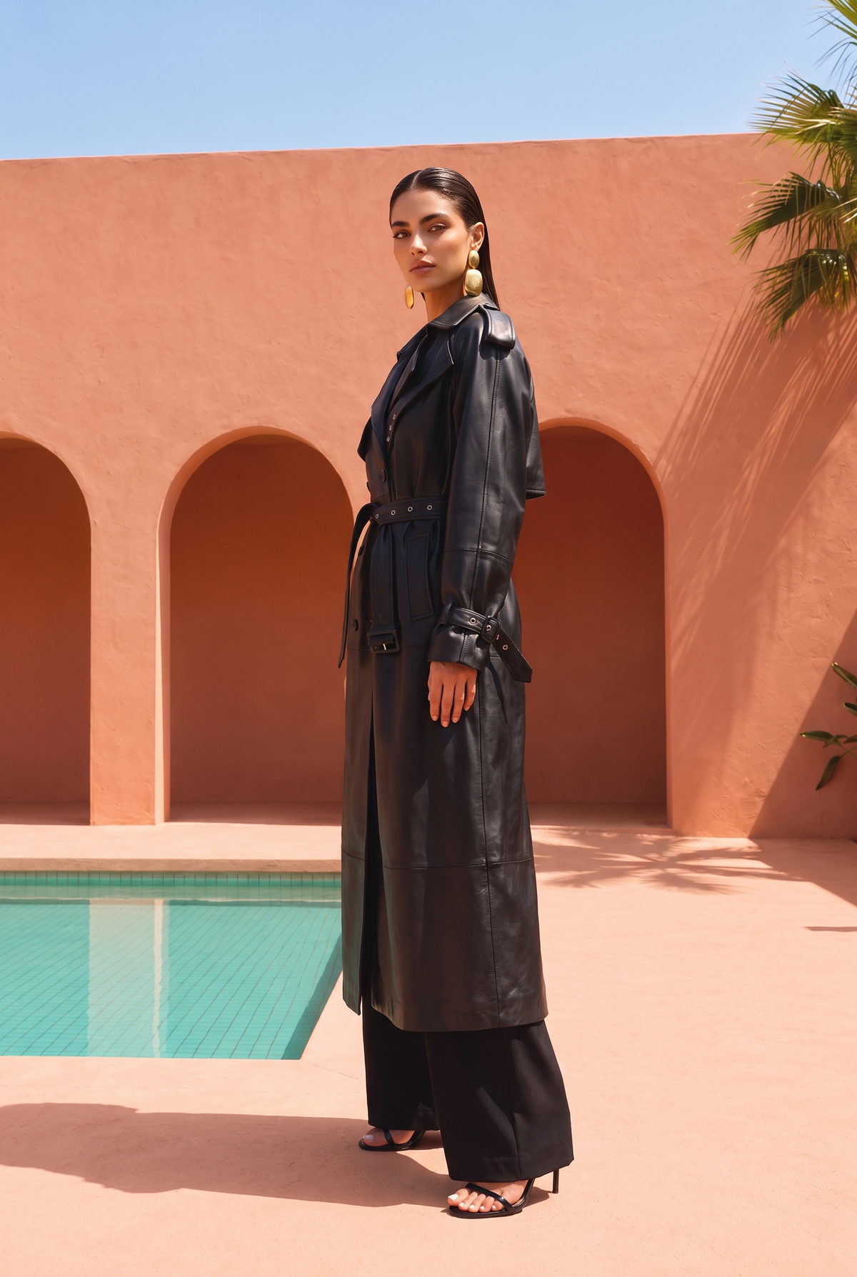Phoenix Leather Coat in Black