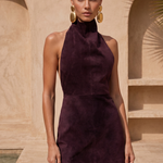 My Dreams Came True Suede Mini Dress in Burgundy