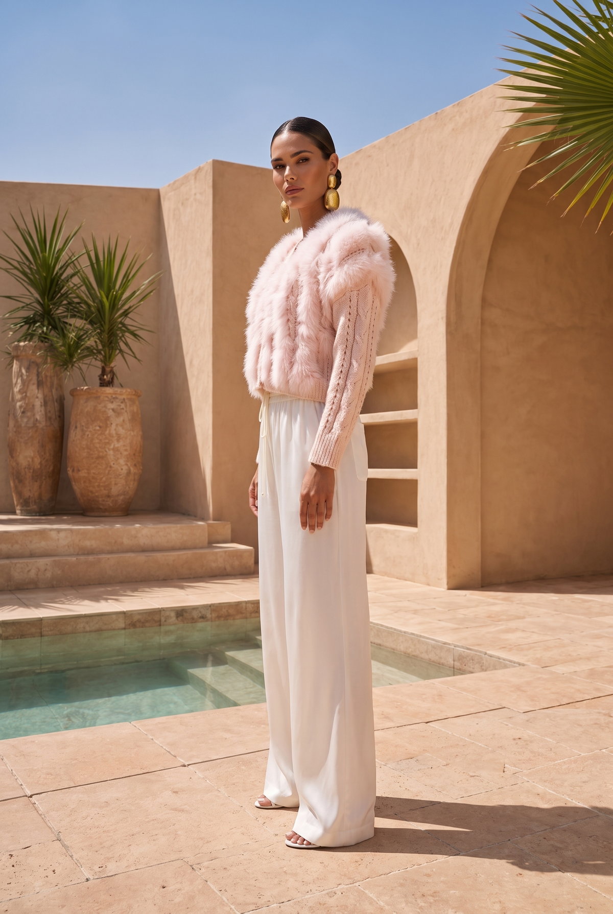 The Ever After Fur Cardigan in Baby Pink