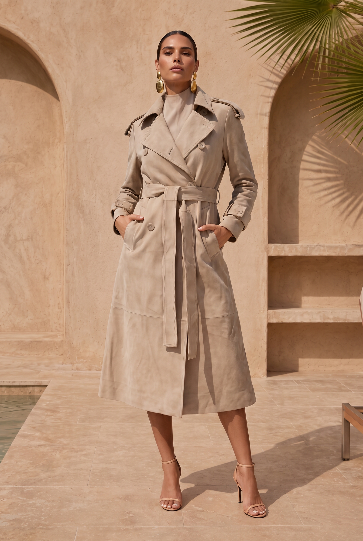 In Motion Suede Coat in Oatmeal