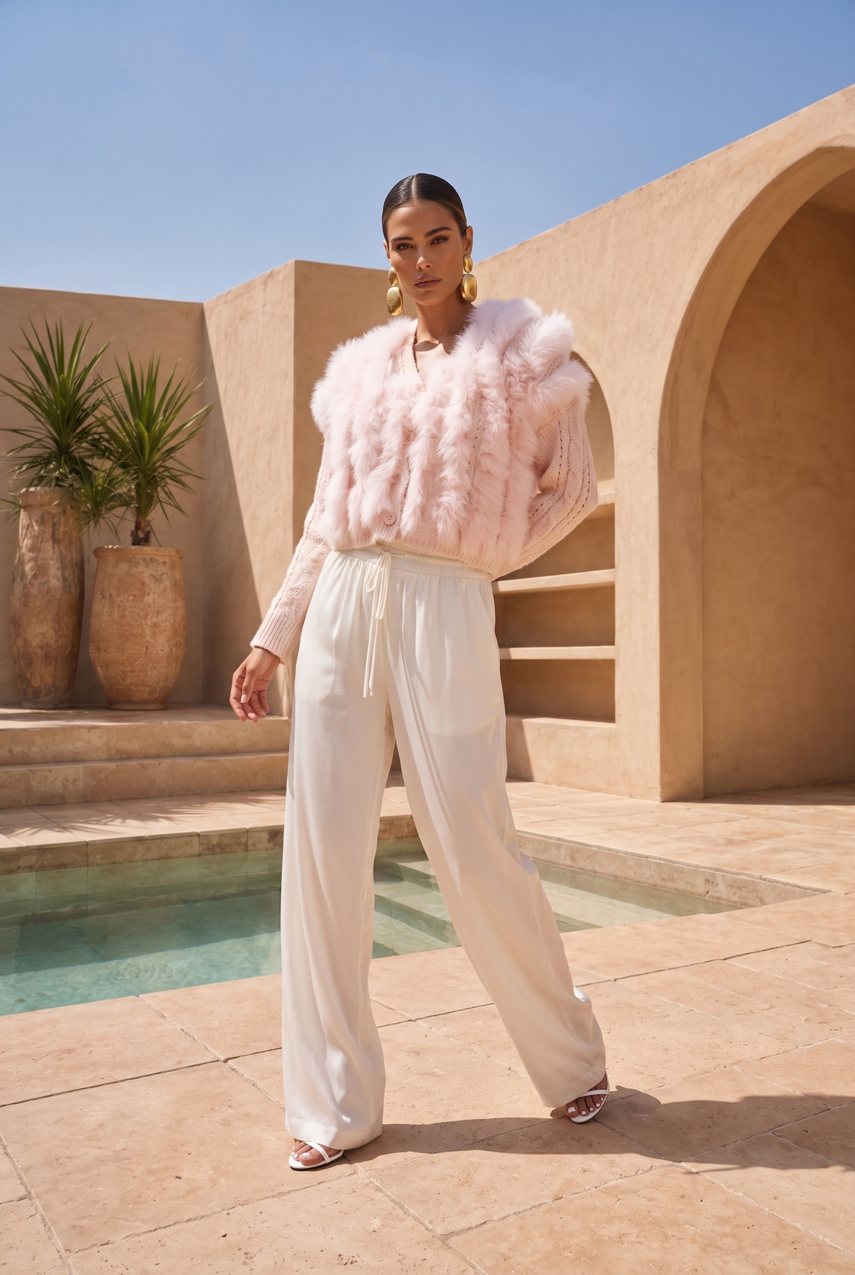 The Ever After Fur Cardigan in Baby Pink